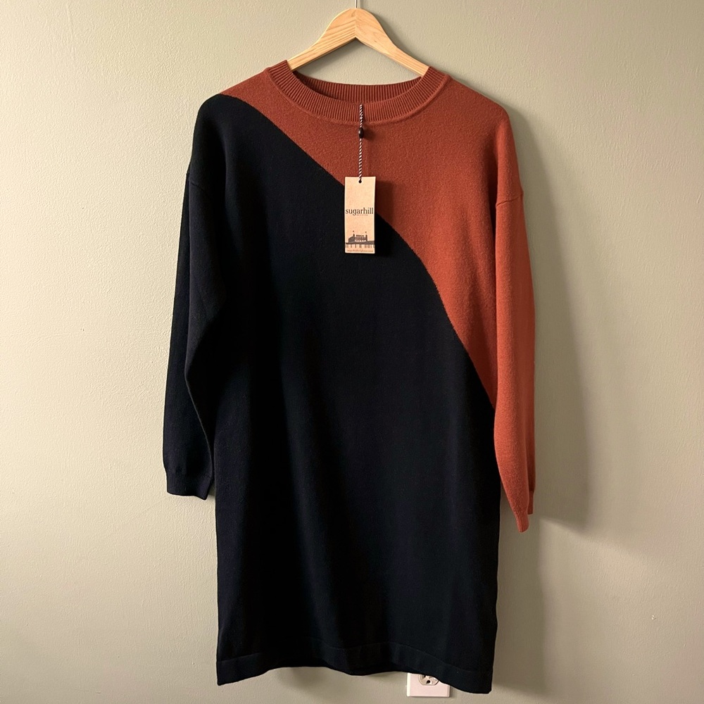 Sugarhill Brighton black and tan knit sweater midi dress new with tags size 4